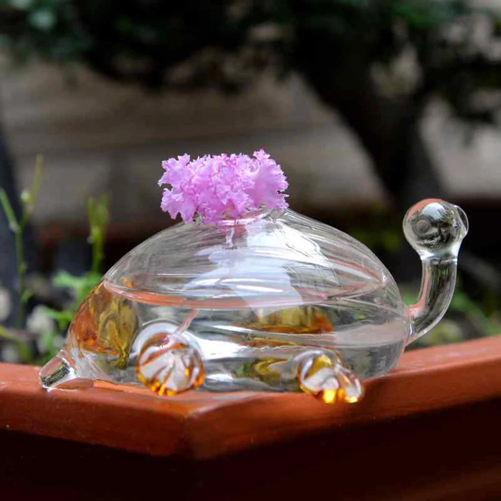 

Turtle Shape Automatic Water Absorption Transparent Glass Flower Pot Self Watering Planter Hydroponics Plant Water Storage Pot