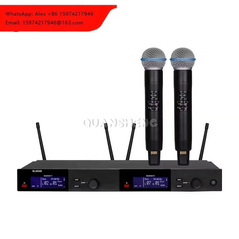 Professional UHF Wireless Handheld Portable Microphone System Dual Channel For Church SLXD4D BETA58 BETA87