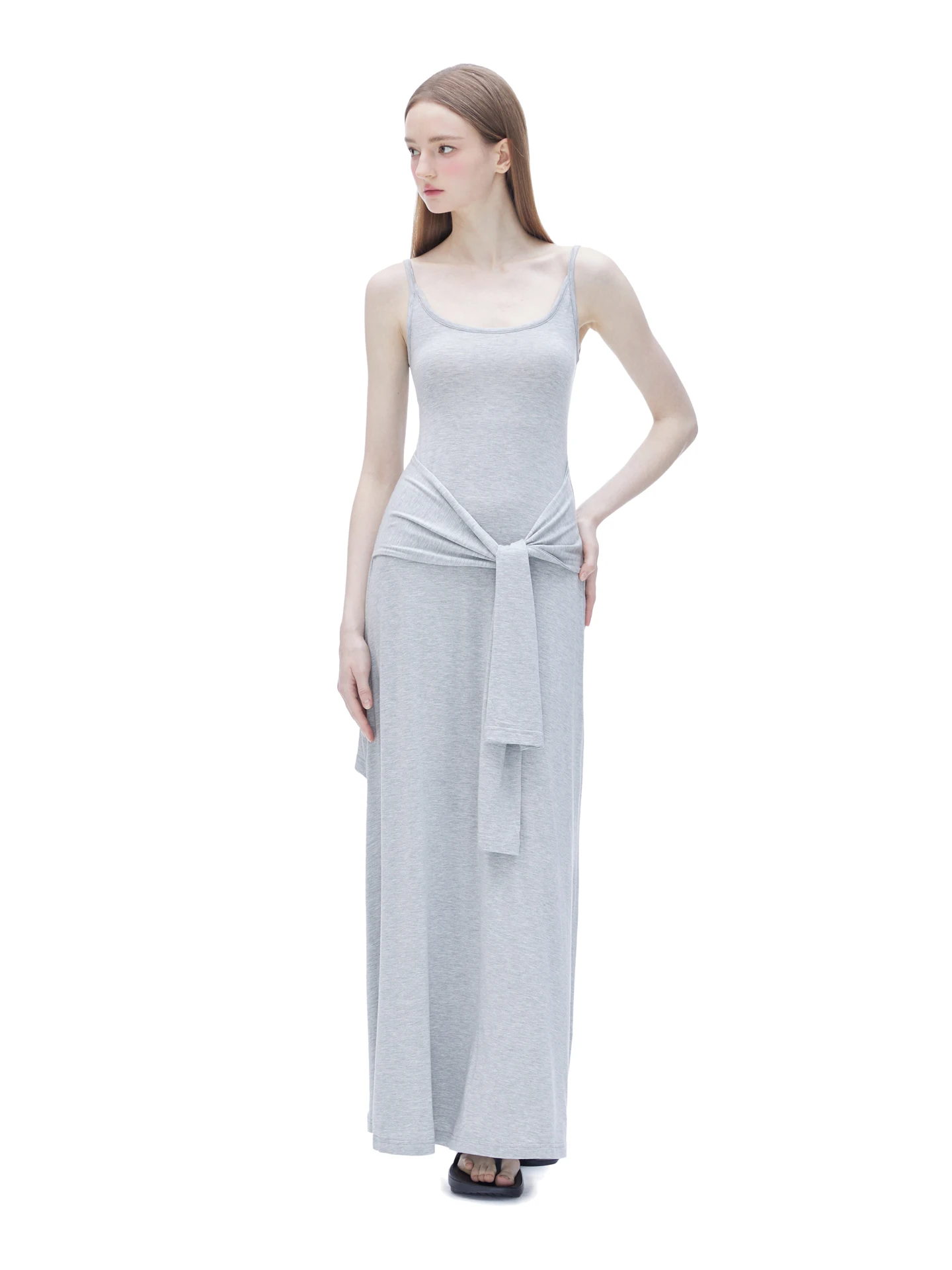 MYEAOMENT Slimming Tailored Tulle Strapless Wrap Dress Soft Silk Casual High Elasticity Butt Covering Fake Two-Piece Dress