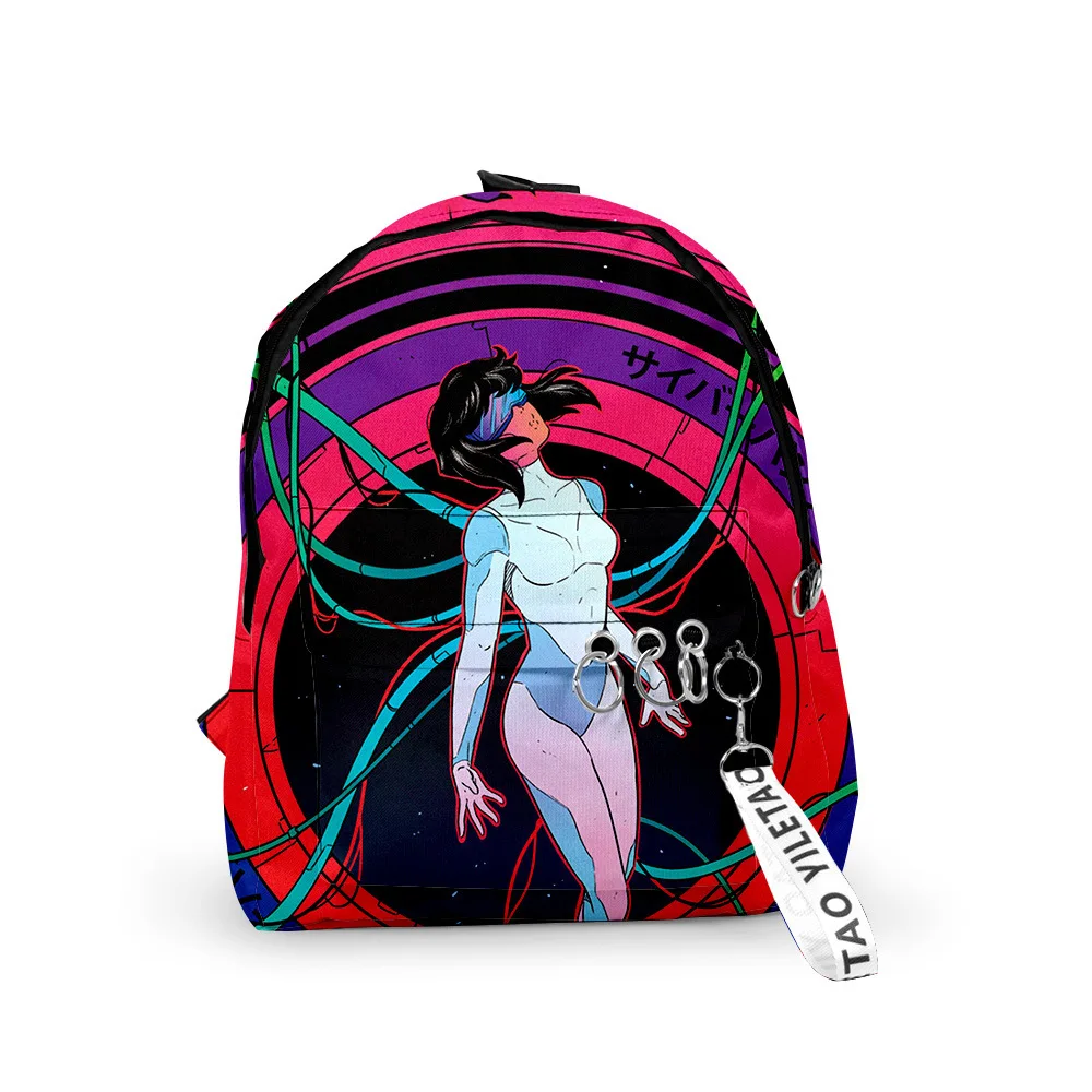 

Cartoon Youthful ghost in the shell School Bags Notebook Backpacks 3D Print Oxford Waterproof Key Chain Small Travel Bags