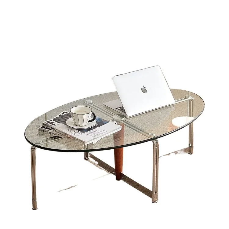 

Medieval style designer glass coffee table Internet celebrity metal Bauhaus minimalist living