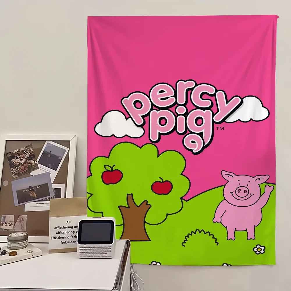 Percy pig Pink Cartoon flag For Living Dorm Decor Art Garage Room Home Bar Wall Club Live Decoration Banner