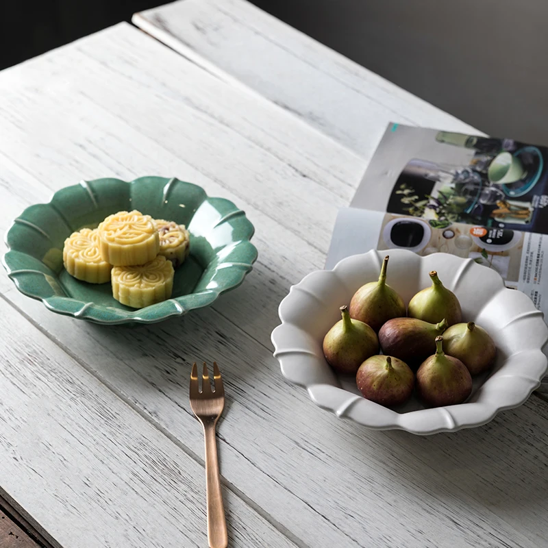 

European Ceramic Plate Creative Flower Shape Western Fruit Dessert Platos Soup Dinner Plate Home Simple Pasta Trays Tableware