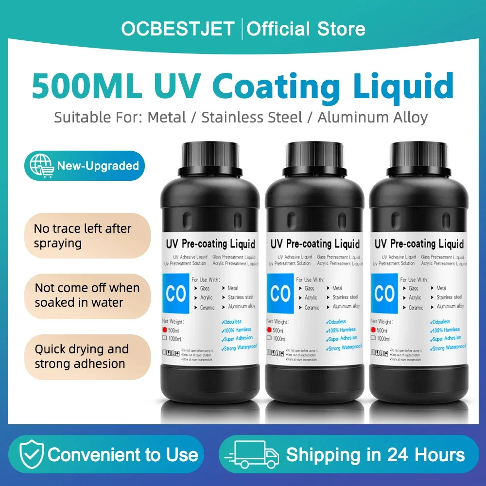 

500ML UV Pre-Coating Primer For UV Flatbed Printer Curing Ink For Printing On Metal/Stainless Steel/Stone UV Coating Liquid