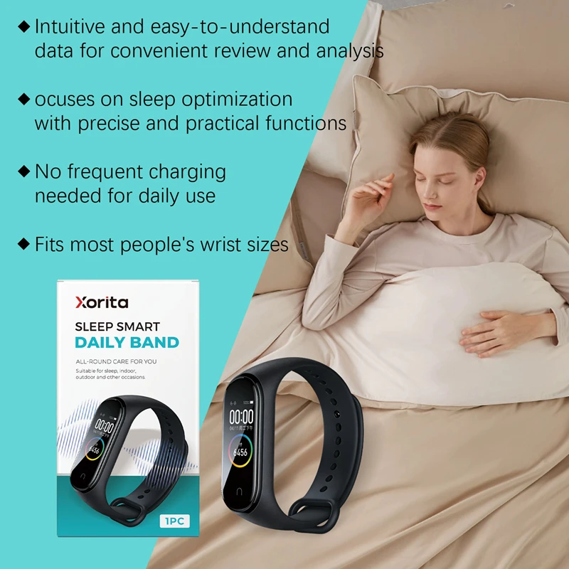 

Фитнес-трекер Sleep Smart Daily Band с монитором сна, счетчиком шагов, датчиком пульса и отслеживанием активности для iOS и Android