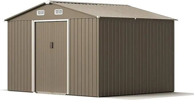 Imagem -05 - Metal Storage Shed para Exterior Design de Portas Deslizantes Bloqueáveis Air Vent Tiny House Utility e Tool Storage