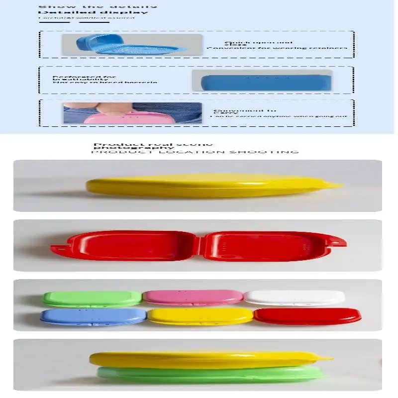 Robustes Kunststoff-Etui für Zahnspangen mit Belüftungsöffnungen, in verschiedenen Farben, ideal für die tägliche Aufbewahrung und den Transport bei Reisen, zur Mundpflege. – Detail 9