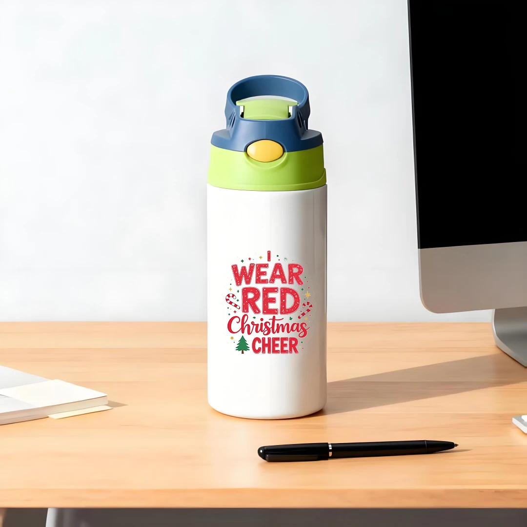 304 الفولاذ المقاوم للصدأ كوب معزول الكرتون عيد الميلاد تحت عنوان كوب بقشة الأطفال زجاجة ماء مجموعة أرتدي الأحمر عيد ميلاد سعيد