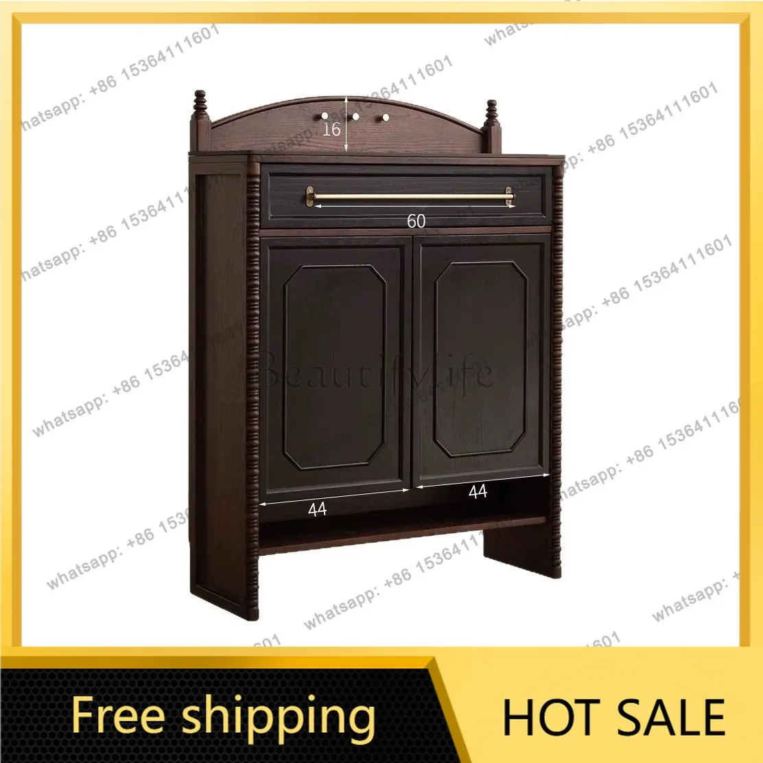 FG French solid wood storage cabinet integrated against the wall, multi-functional locker