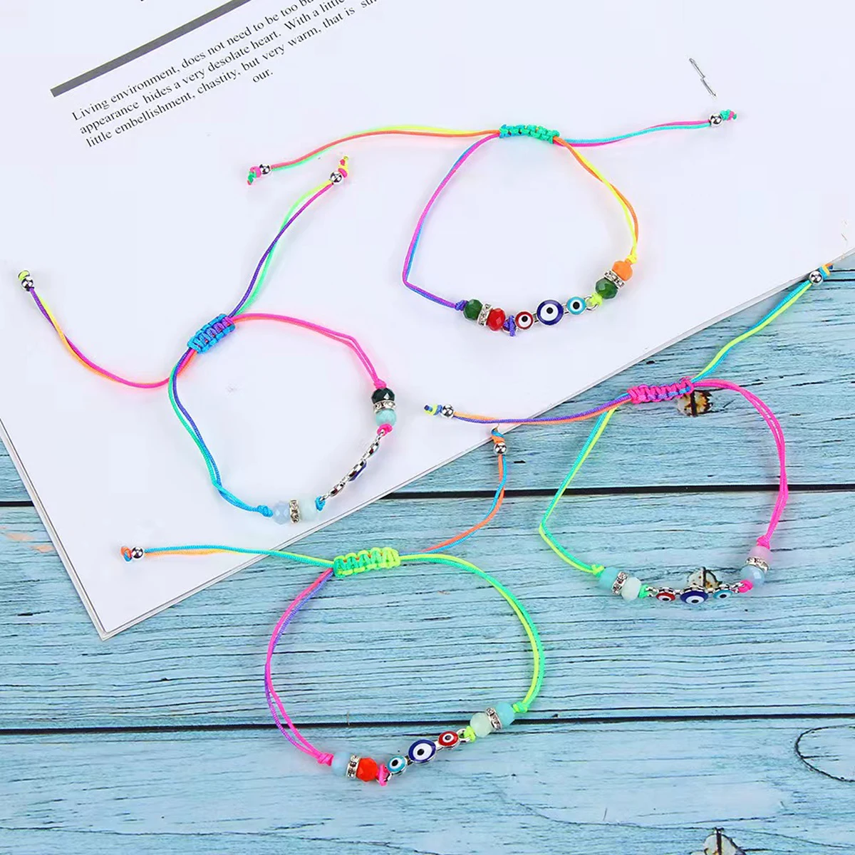 12 Piece Alloy Devil\'s Eye Multi-Color Crystal Bracelet Fashionable Men\'s and Women\'s Simple Friendship Bracelet Set