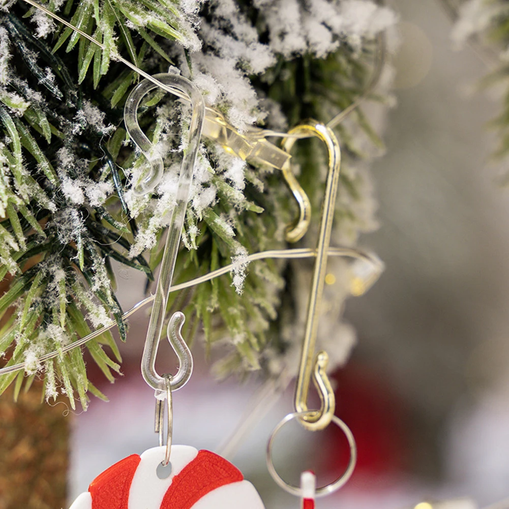 1.7 0.4 0.24in Christmas Ornament Hooks 50 Pack Christmas Hooks Acrylic Hooks For Floral Design Christmas Tree Decorating