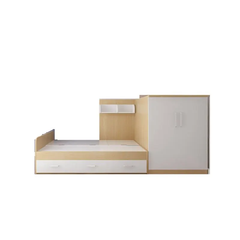 Staggered bunk high and low multi-function adult double-bunk combination bed