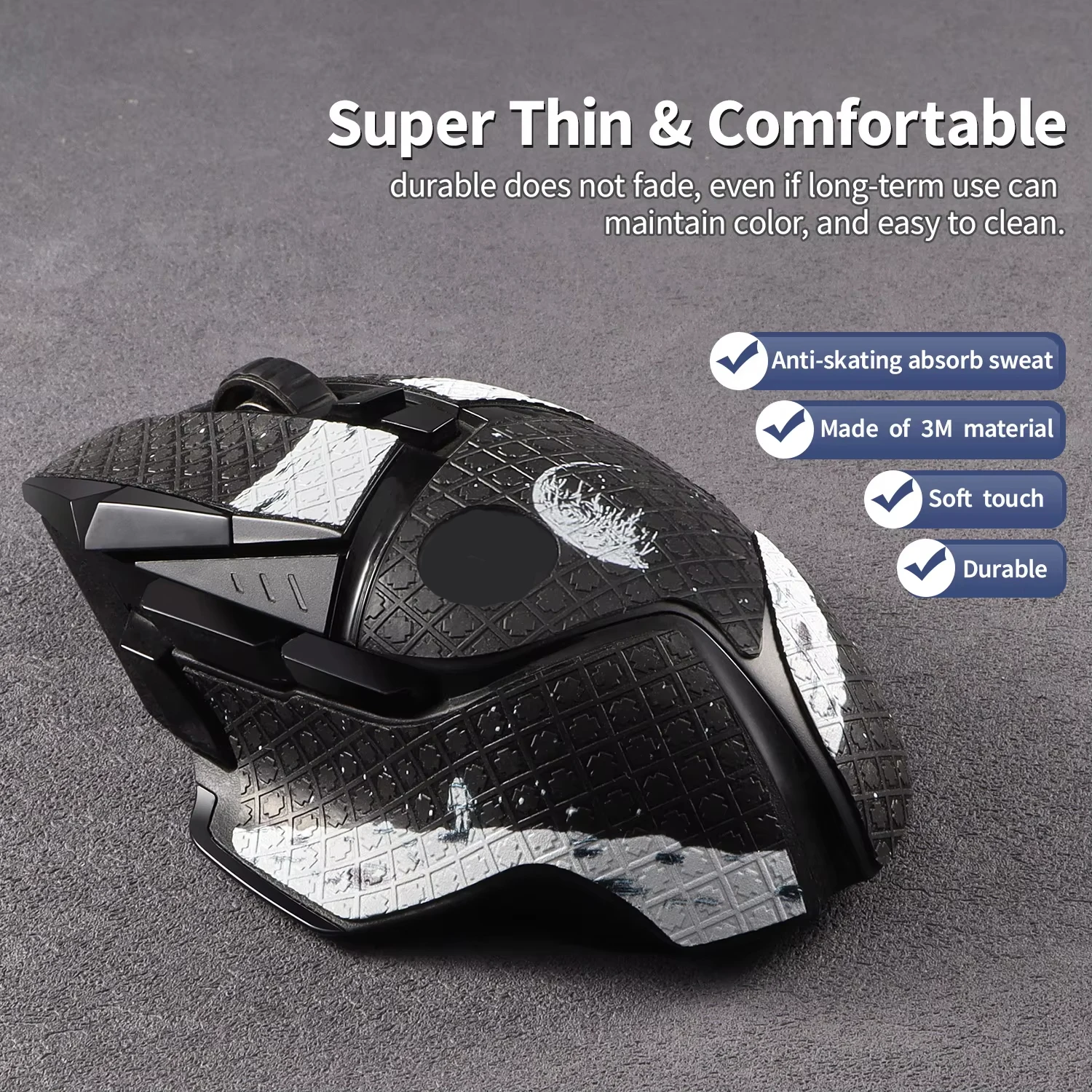 Mouse Grip Tape sticker for Logitech G502 Lightspeed / G502 HERO Mouse Anti Slip Skin Self-Adhesive,Pre-Cut,Sweat-Resistant