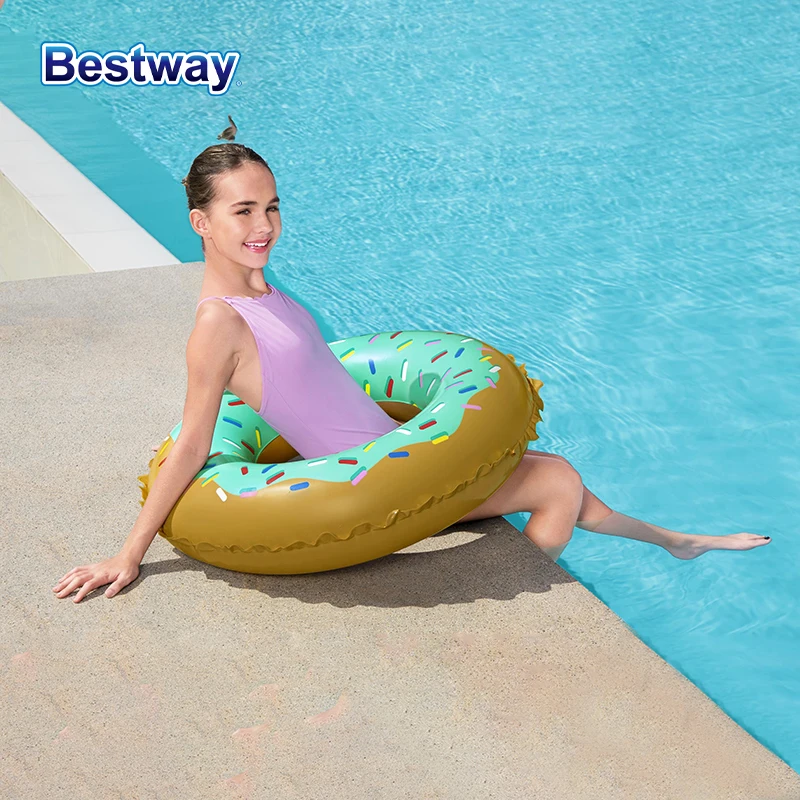Bestway 36300 1PC Inflatable Swimming Tube Raft, Glitter Swimming Ring, Ride-On Blow-Up Summer Beach Pool Toys, Swimming Pool Fl