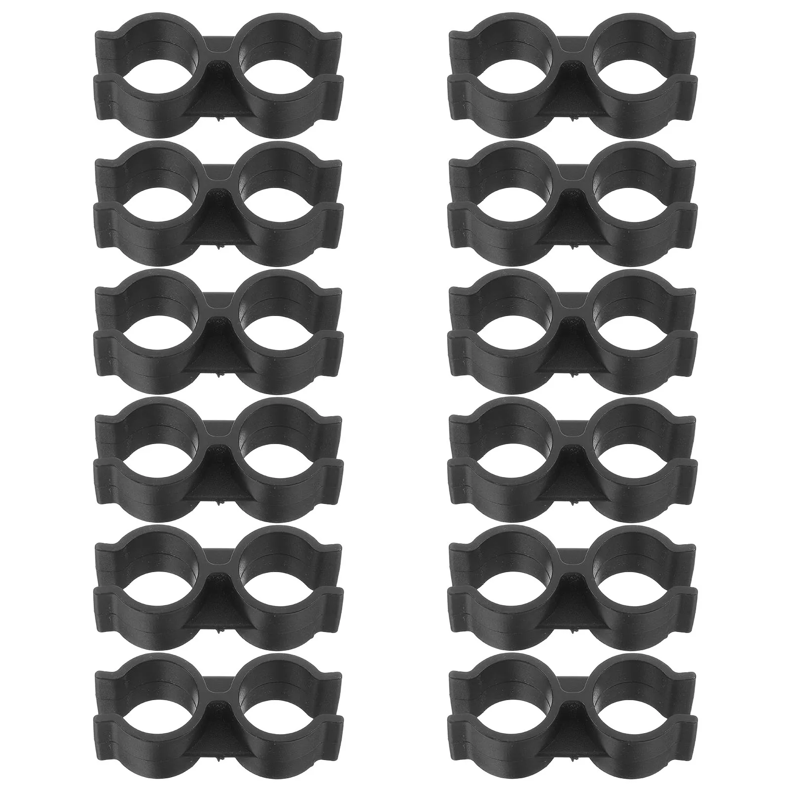 

12pcs Double Head Pipe Supermarket Shelf Link Clips Clamps Black Plastic Tube Fasteners for Shelf Warehouse Fence