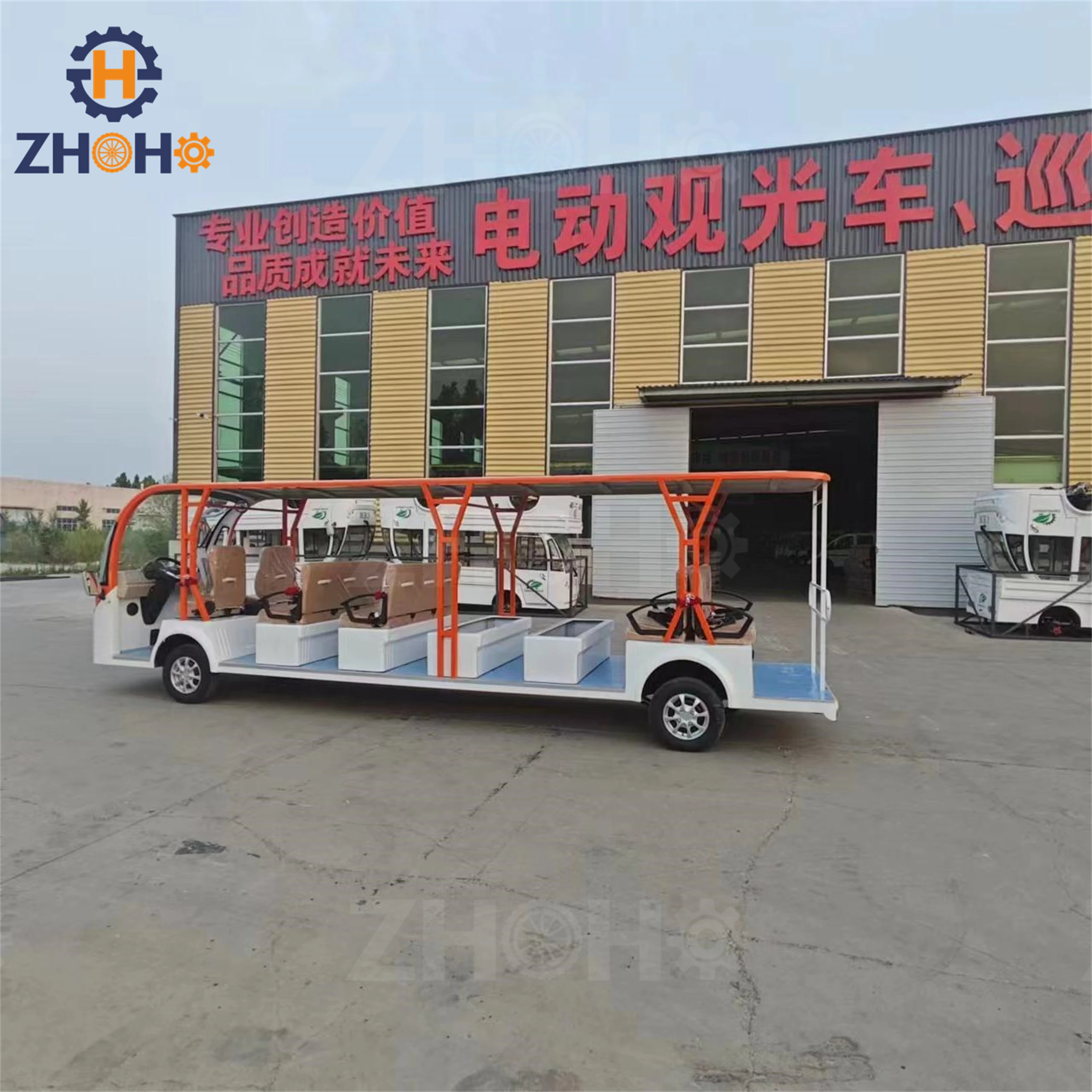ISO Certified 10 Seats Electric Battery Sightseeing Car Customized Color Steel Structure