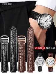 For Cartier Basket Balloon Watch Strap Alligator Leather Cartier Men's Convex Leather Watch Band Women's Folding Buckle