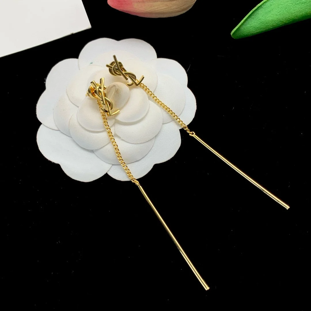 أقراط كورية متدلية بشراشيب للنساء ، لون فضي ، سلسلة معلقة ، خط أذن ، موضة عتيقة ، مجوهرات عصرية ،