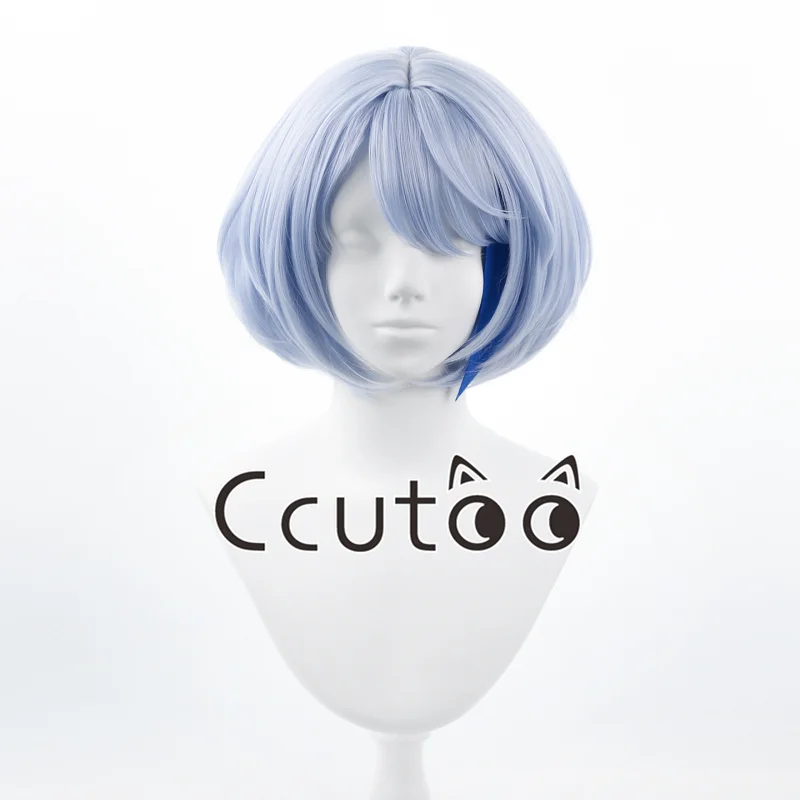 Khun Aguero Agnis Cosplay Wigs Tower of God 30cm Short Light Blue Mixed Gray Synthetic Hair Bobo Cos Wig Heat Resistant