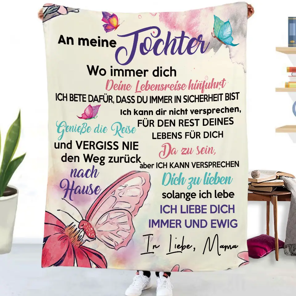 Flanelldecke mit deutschen Buchstaben „To My Daughter Son“, Weihnachtsgeschenk, warme Überwurfdecke für Bett, Sofa, Couch, Geburtstagsgeschenke, Heimkönigin – Detail 23