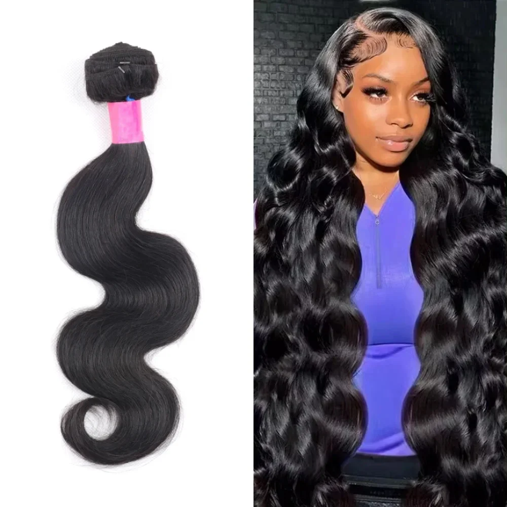 Natural Color Brazilian Human Hair Body Wave Bundles 10-40 Inches 3 Bundle Remy Human Hair Extensions Double Weft Braiding Hair