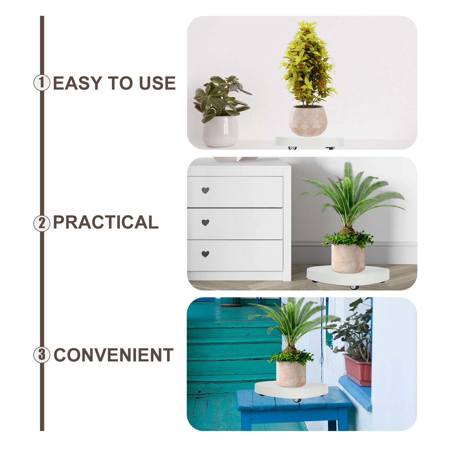 

Movable Plant Pot Holder Universal Wheel Tray Thicken Material Stylish Home Decor Large Capacity Movable Pot Tray