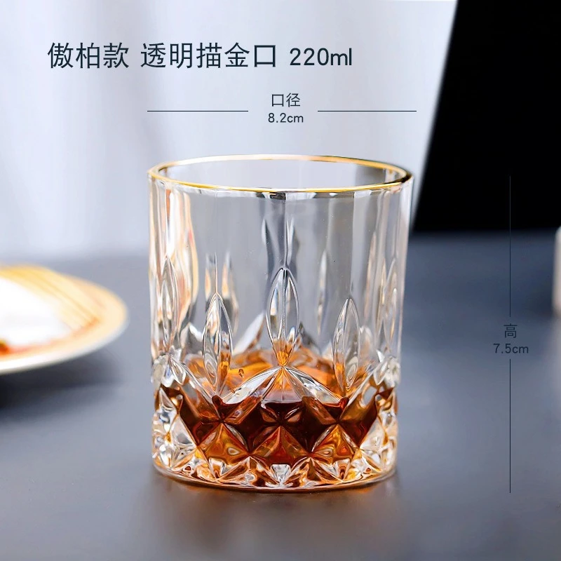 Gold Statue Hand-painted Crystal GlassWhiskey Glass,Household WaterCarved Juice Glass,Classical Vodka and ForeignWine Shot Glass 6