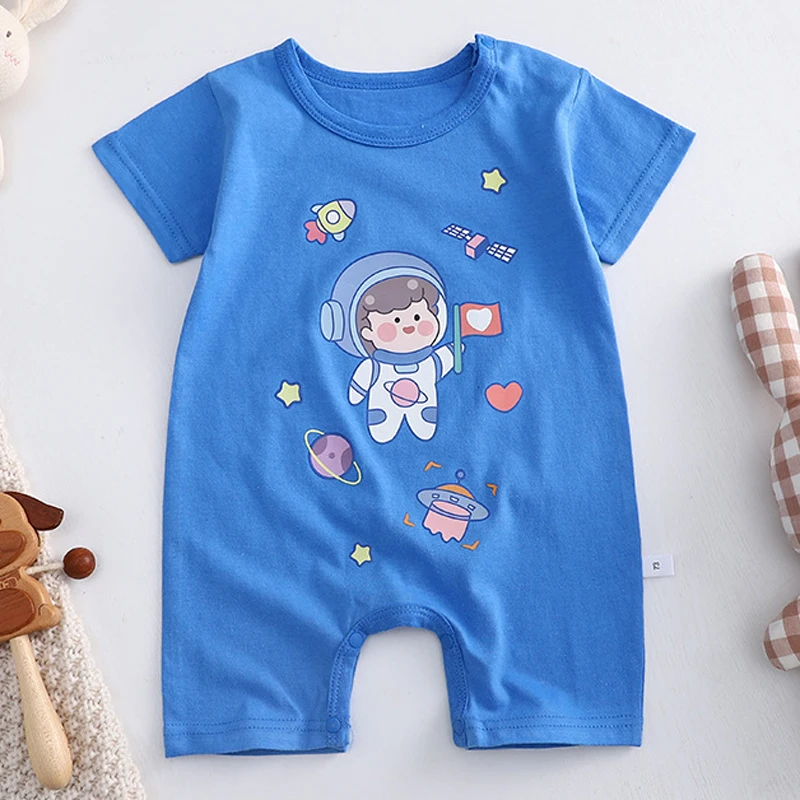 Summer Baby Boy Romper Thin Tracksuit Kid Girl Clothes Toddler Jumpsuit Cartoon Cotton Short Sleeve Infant Bodysuit Child A1019