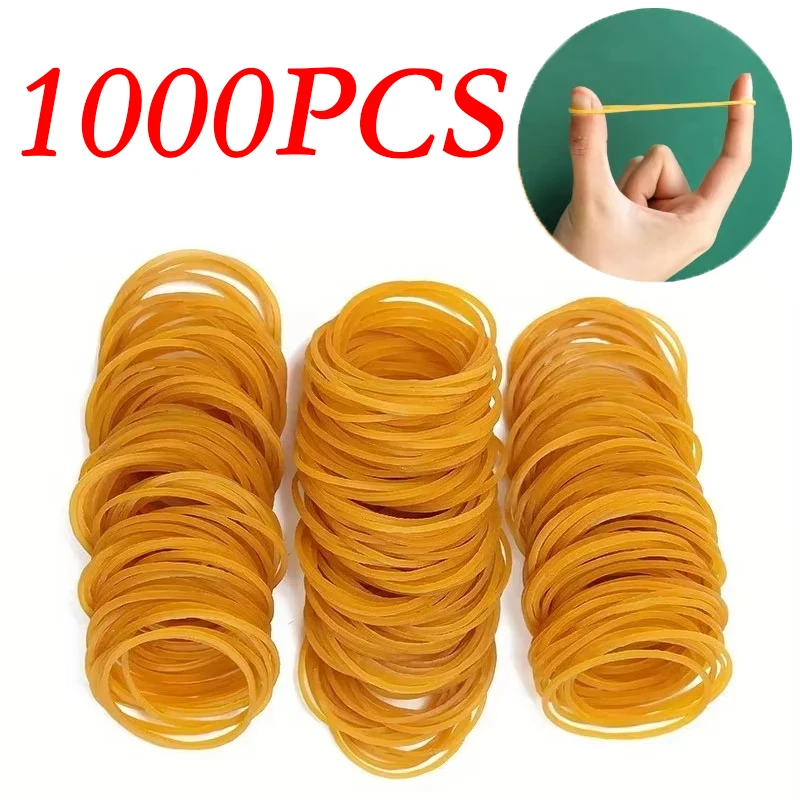 100/300/1000PCS Yellow Elastic Rubber Bands 38x1.5mm Durable Natural Rubber Fasteners For Home Office School Daily Binding Use