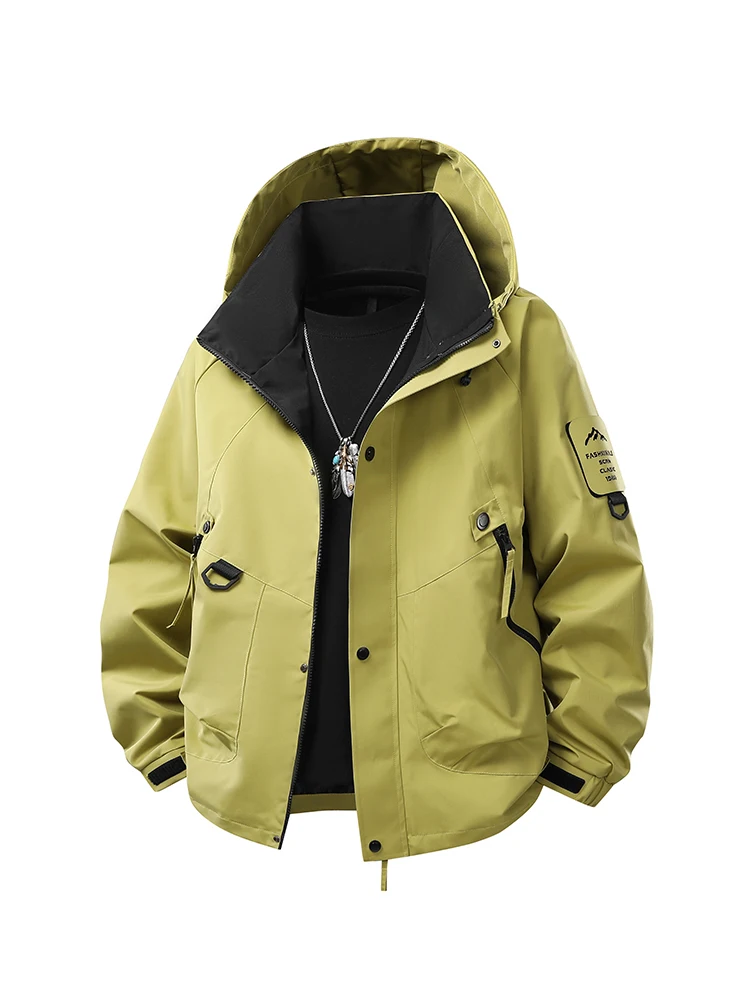 

2025 New Outdoor Couple Sle Windproof Waterproof Hiking Jaet Loose Fit Long Sve Zipper Closure Color Polyester