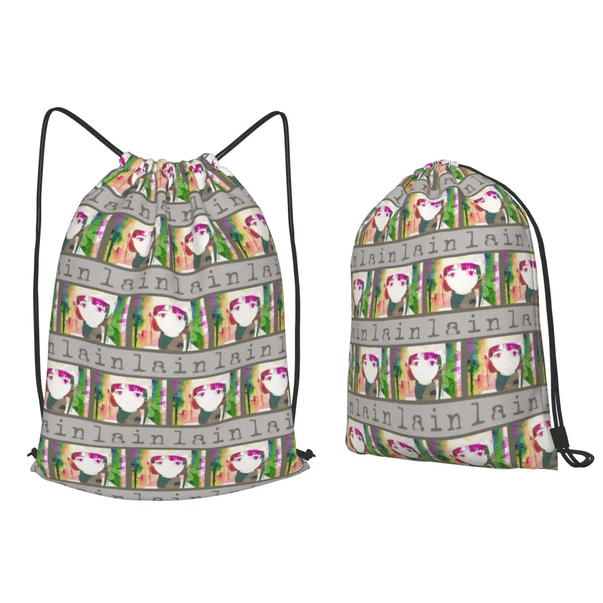 Serial Experiments Lain Backpacks Multi-function Drawstring Bags Shoes Bag Book Bags for Man Woman School