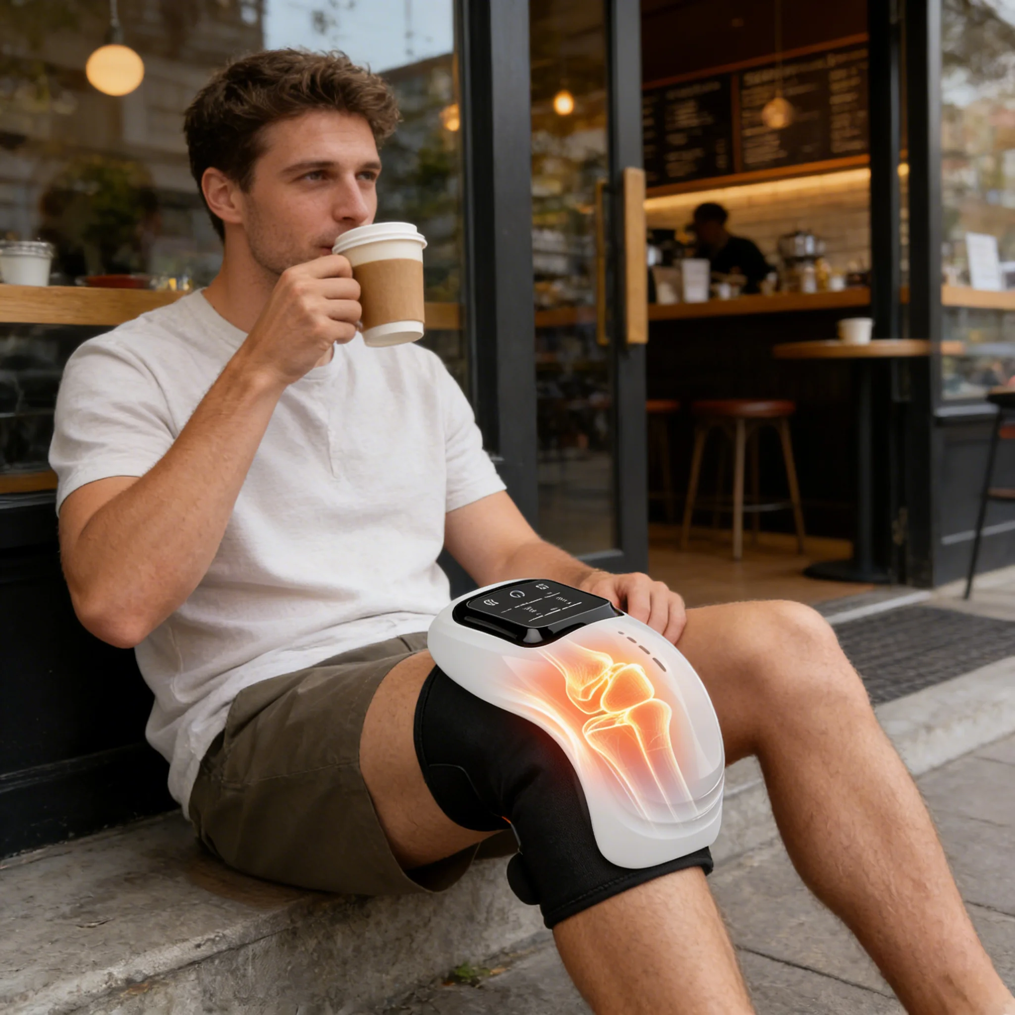 Wireless Knee Massager Heat Red Light Therapy Air Compression EMS Pads Heated Shoulder Wrap For Body Pain