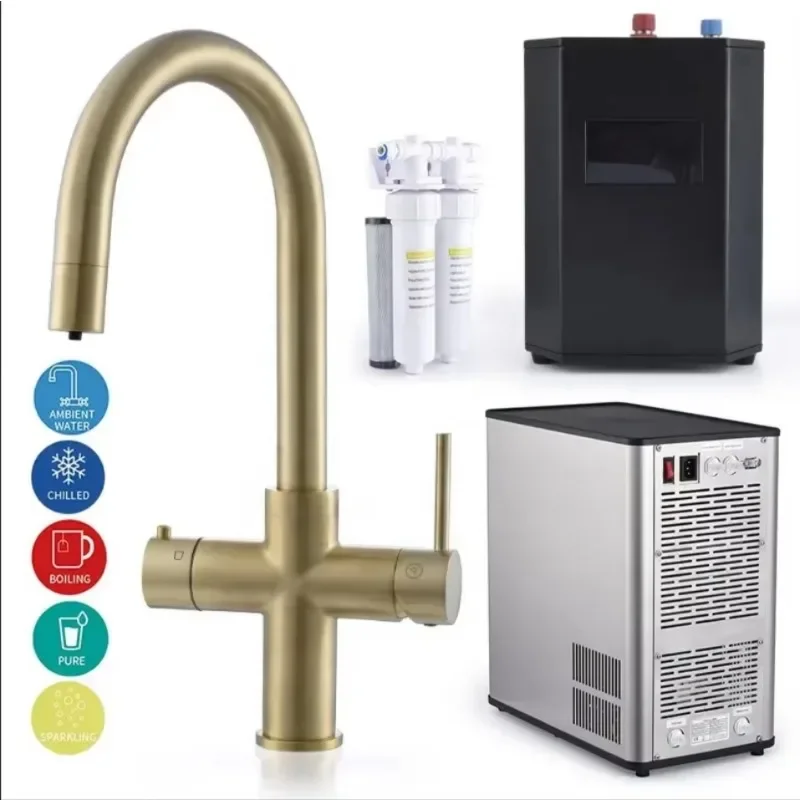 Undersink Instant Hot Water Tap 3 4 5 Chilled Boiling Sparkling Tap Brushed Gold Kitchen Boiled Filtered Faucet Taps