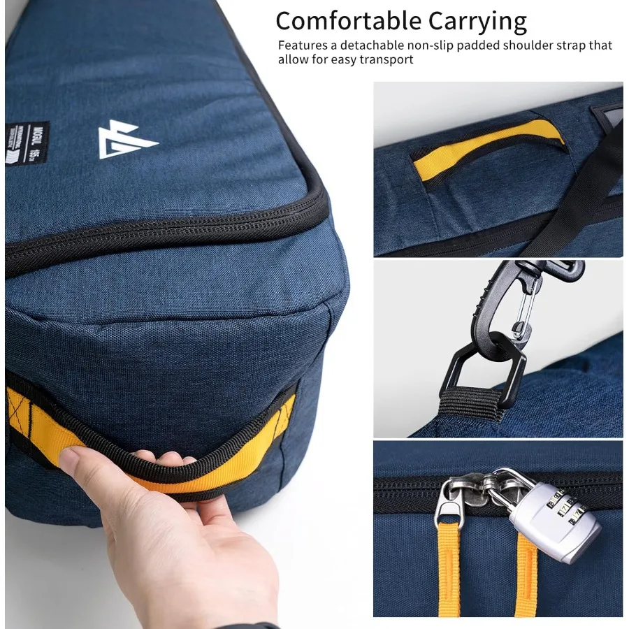 حقيبة تزلج يونيجير للسفر الجوي 360 °   حماية مبطنة بالكامل مقاومة للماء ومتينة حتى 192 سم لنقل السفر بالهواء الثلجي