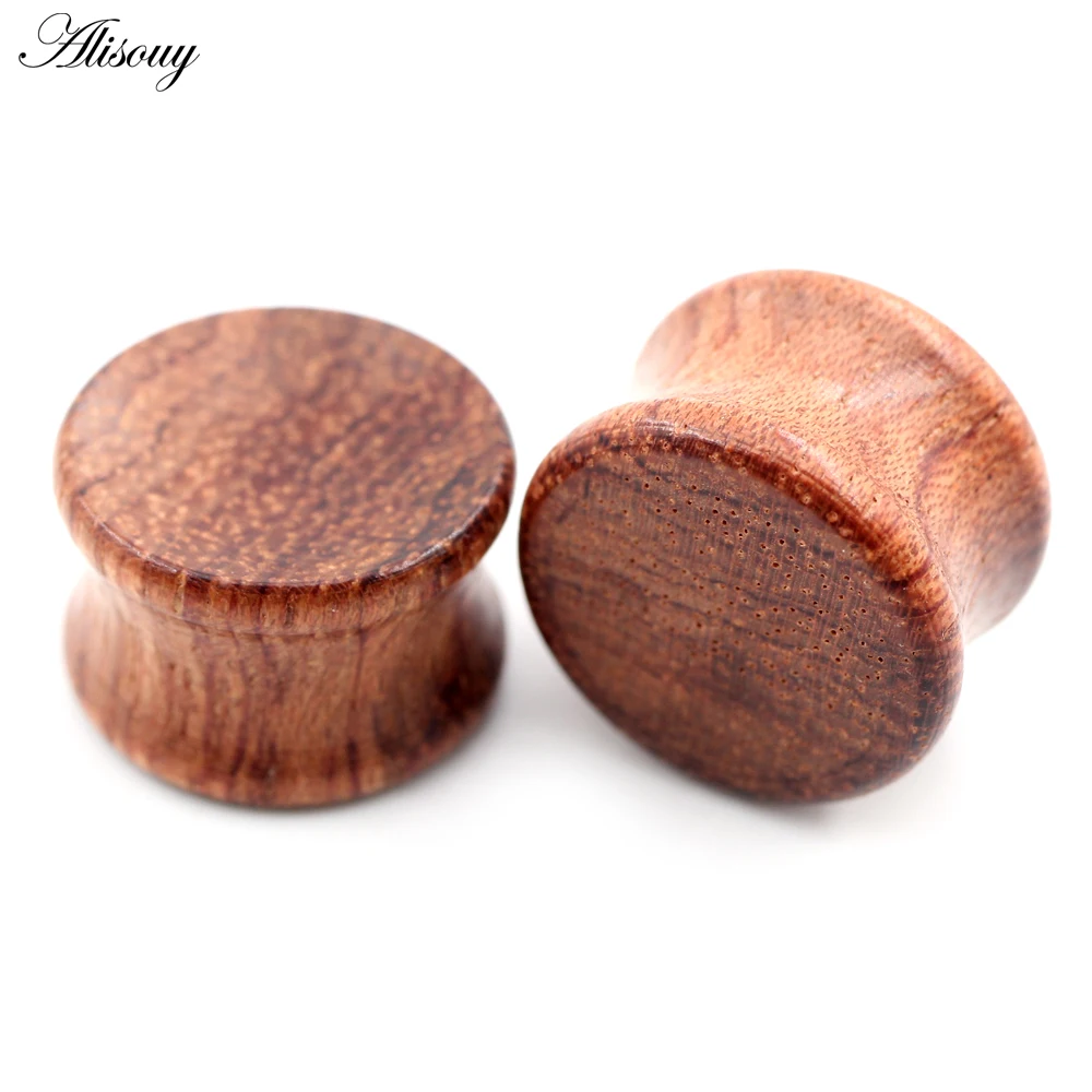 2 PC 6-30mm Natural Wood Round Concave Surface Flared Ear Tunnels Plug Expander Stretcher Gauges Earrings Piercing Body Jewelry