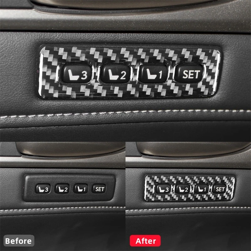 For Lexus GS 2013-2019 Interior Accessories Carbon Fiber Car Seat Memory Control Button Decoration Frame Trim Cover Stickers