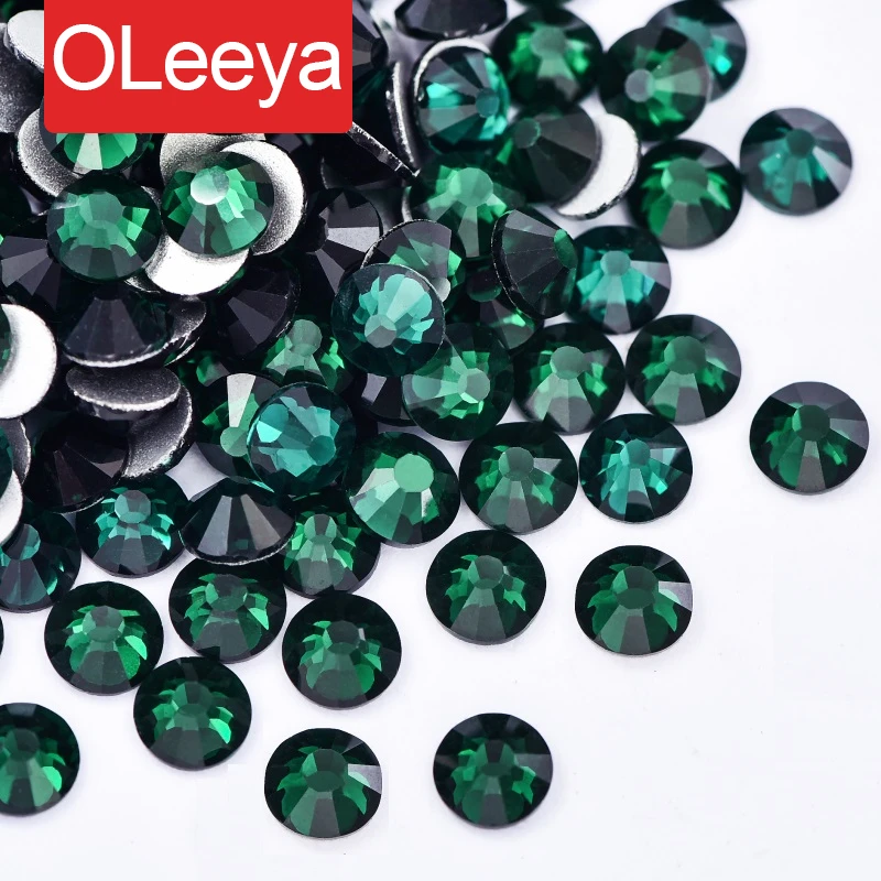 All Sizes Emerald Green Nail Art Rhinestones Flatback Non HotFix Rhinestone Crystal Loose Strass For Nails Y0977