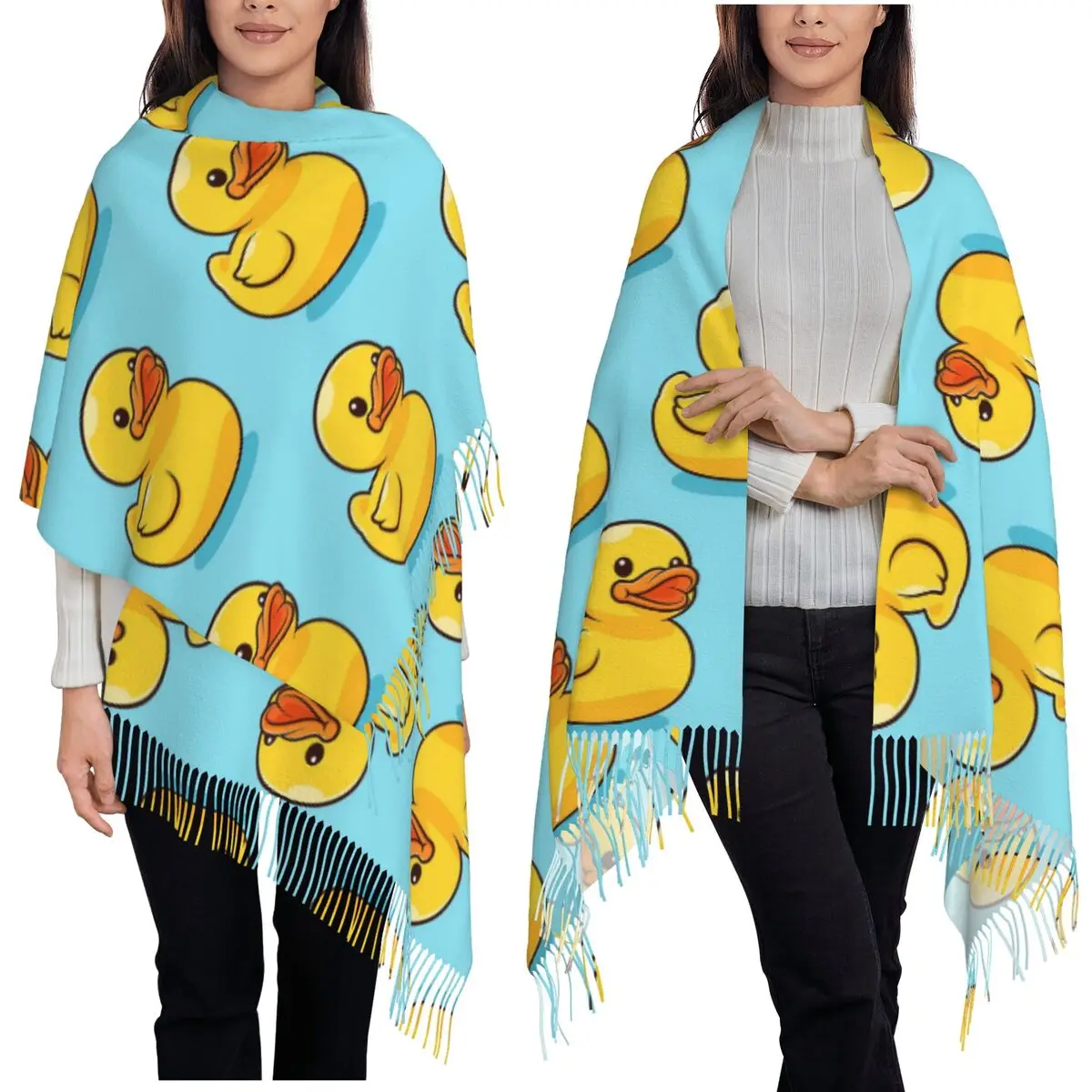 

Cute Duck Cartoon Scarf Tassel Scarves for Women Soft Warm Shawls and Wraps Long Fall Winter Shawl Wrap