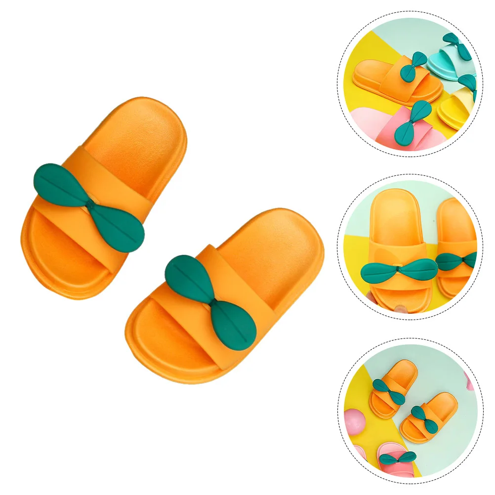 

1Pair Kids Summer Slippers Supple Sole Non-Slip Breathable Comfortable Bright Colors Adorable Household Orange Slippers