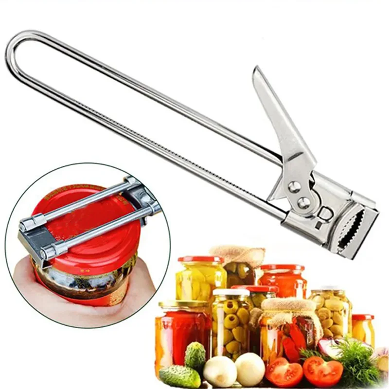 Adjustable Multifunction Bottle Opener Stainless Steel Lids Off Jar Opener Labor-Saving Screw Can Opener for Kitchen Tools