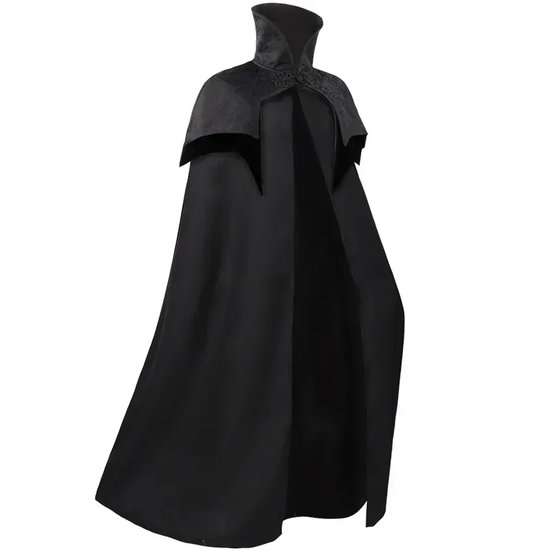 

New Medieval Long Stand-up Collar Disc Buckle Cape Halloween Stage Performance Costume