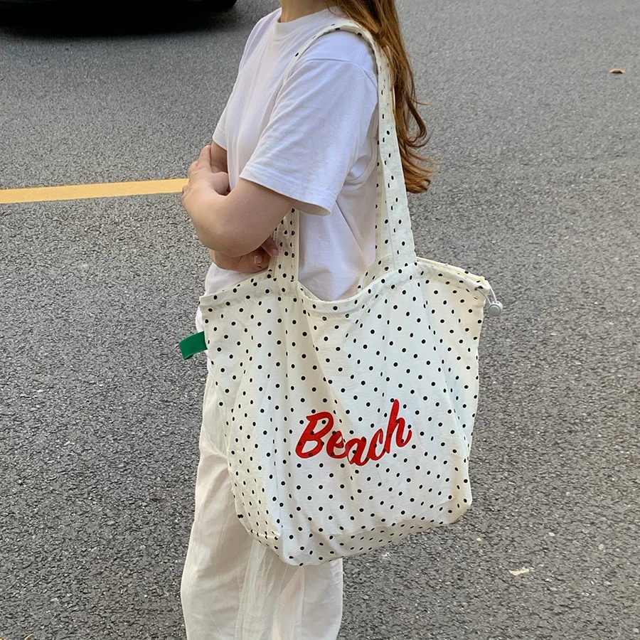 Fashion Polka Dot Pattern Streetwear Shopping Bag Trendy Girl Shoulder Bags Women's Commute Daily Pouch Korean Casual