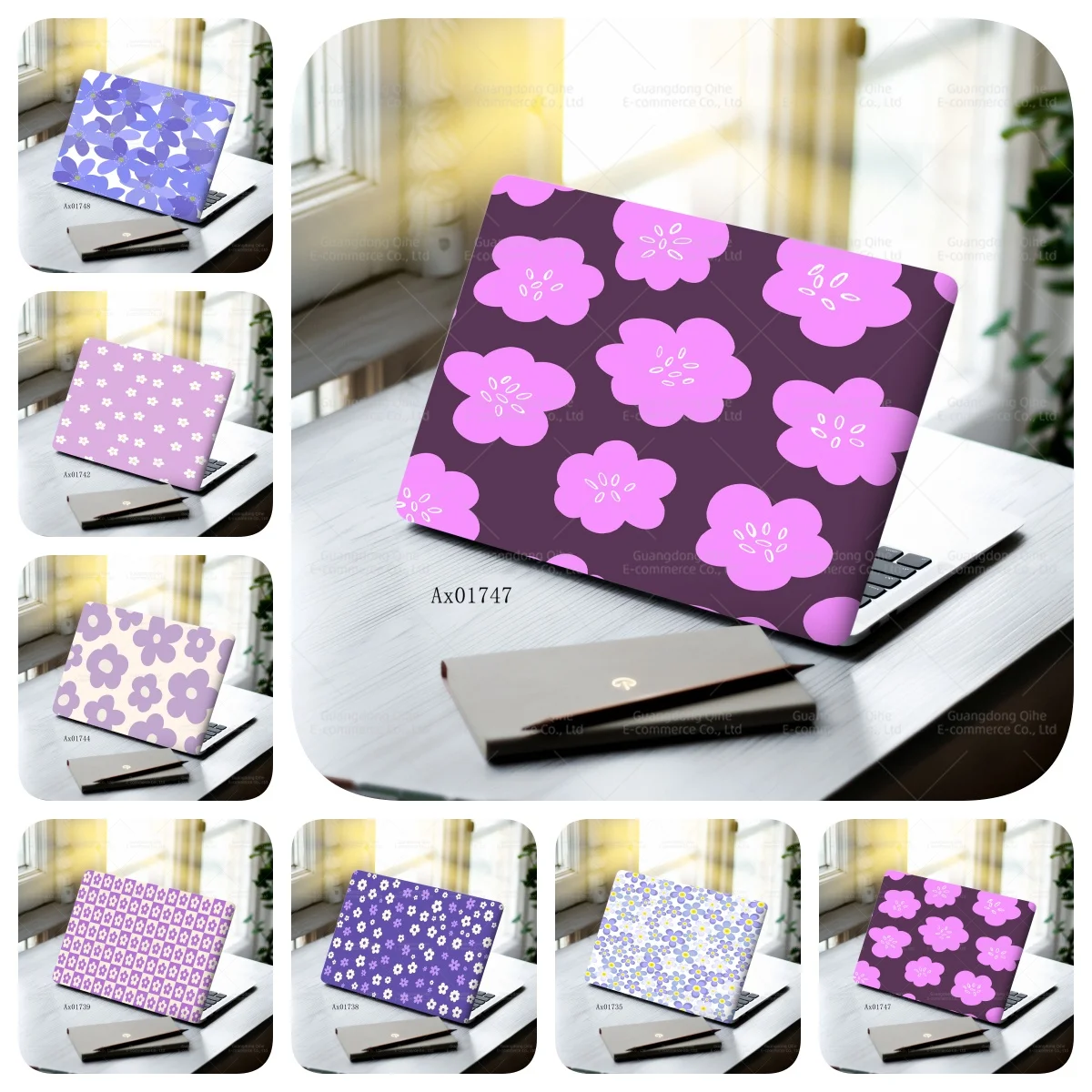 

2 шт. розовые наклейки с цветочным узором для ноутбука, самоклеящаяся защитная пленка для крышки ноутбука, MacBook, декоративная накладка для ноутбука