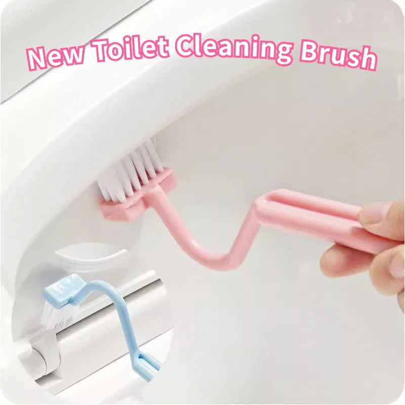 New Toilet Cleaning Brush S Shape Portable Wc Scrubber Curved Side Bending Handle Corner