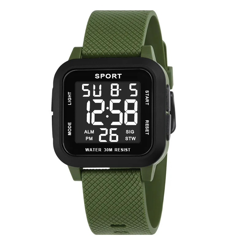 

Men Outdoor Square Multifunctional Sports Electronic Watch Fashionable Simple 3Bar Waterproof Men LED Digital Wristwatch