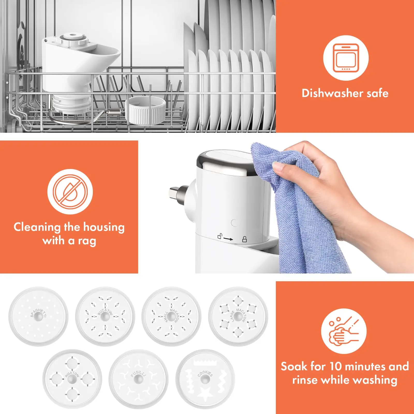 Pasta Press Attachment for KitchenAid Stand Mixers 7 Interchangeable Plates Pasta Extruder Accessories view 6
