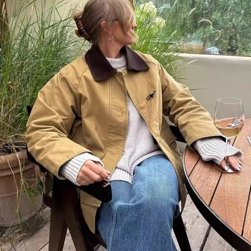 

Autumn Winter Clothes Women Warm Pike Coat Women's Jackets Long Sleeve Pockets Cotton Jacket Simple Style Outfit Casual Coats