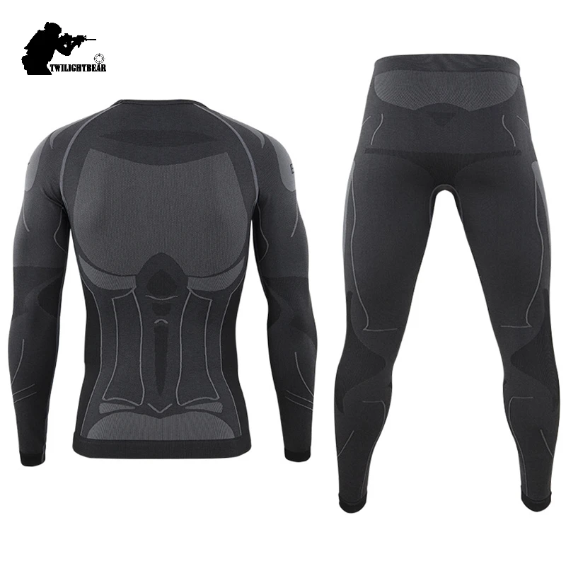 Winter Men\'s Sport Thermal Underwear Suit Fleece Warm Outdoor Skiing Underwear Set Men Elastic Quick Drying Long Johns A2F200