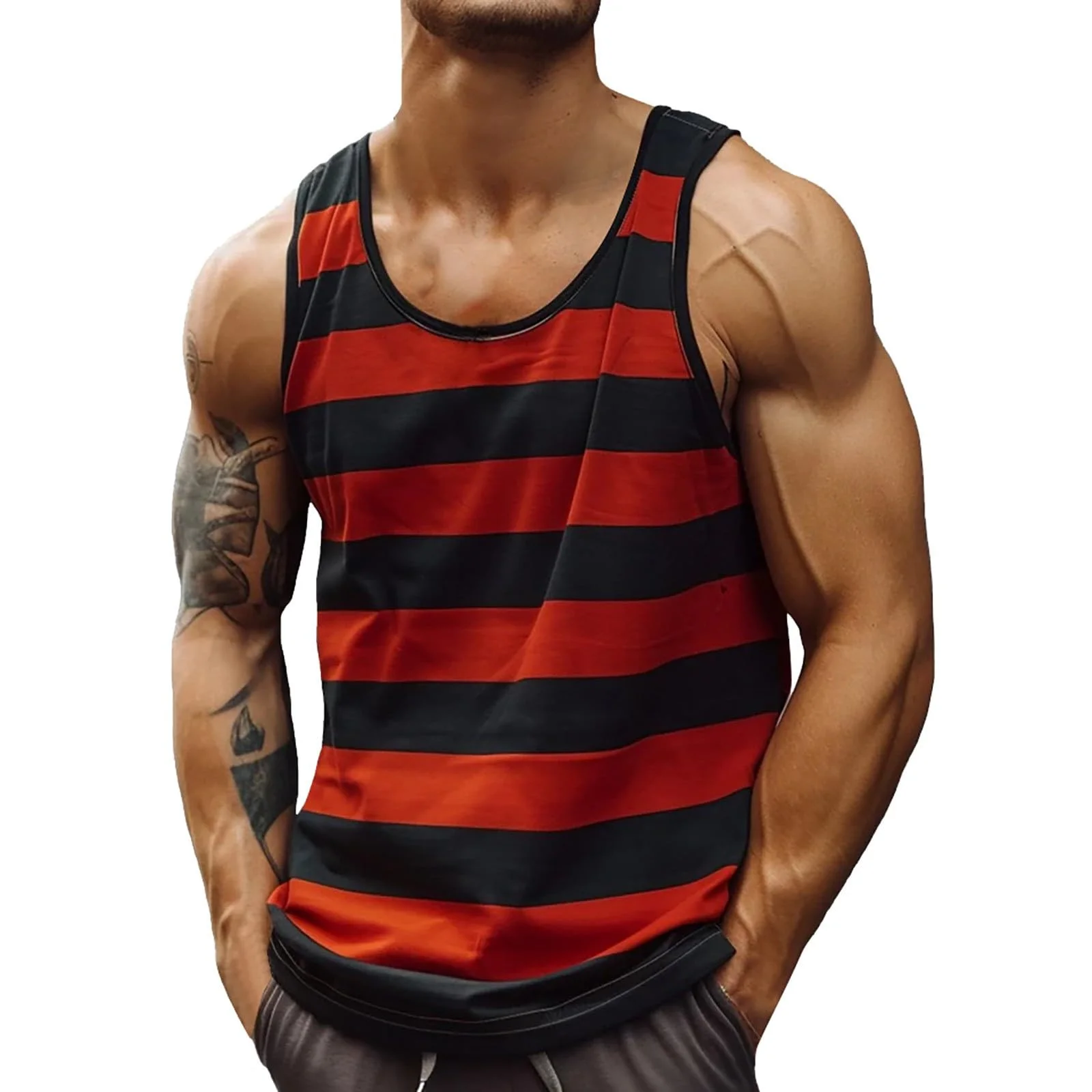 2025 Mens Retro Stripe Graphic Tank Tops Fashion Summer Sleeveless 3D Printed Basketball Quick Dry Tops Breathable Clothing image 5