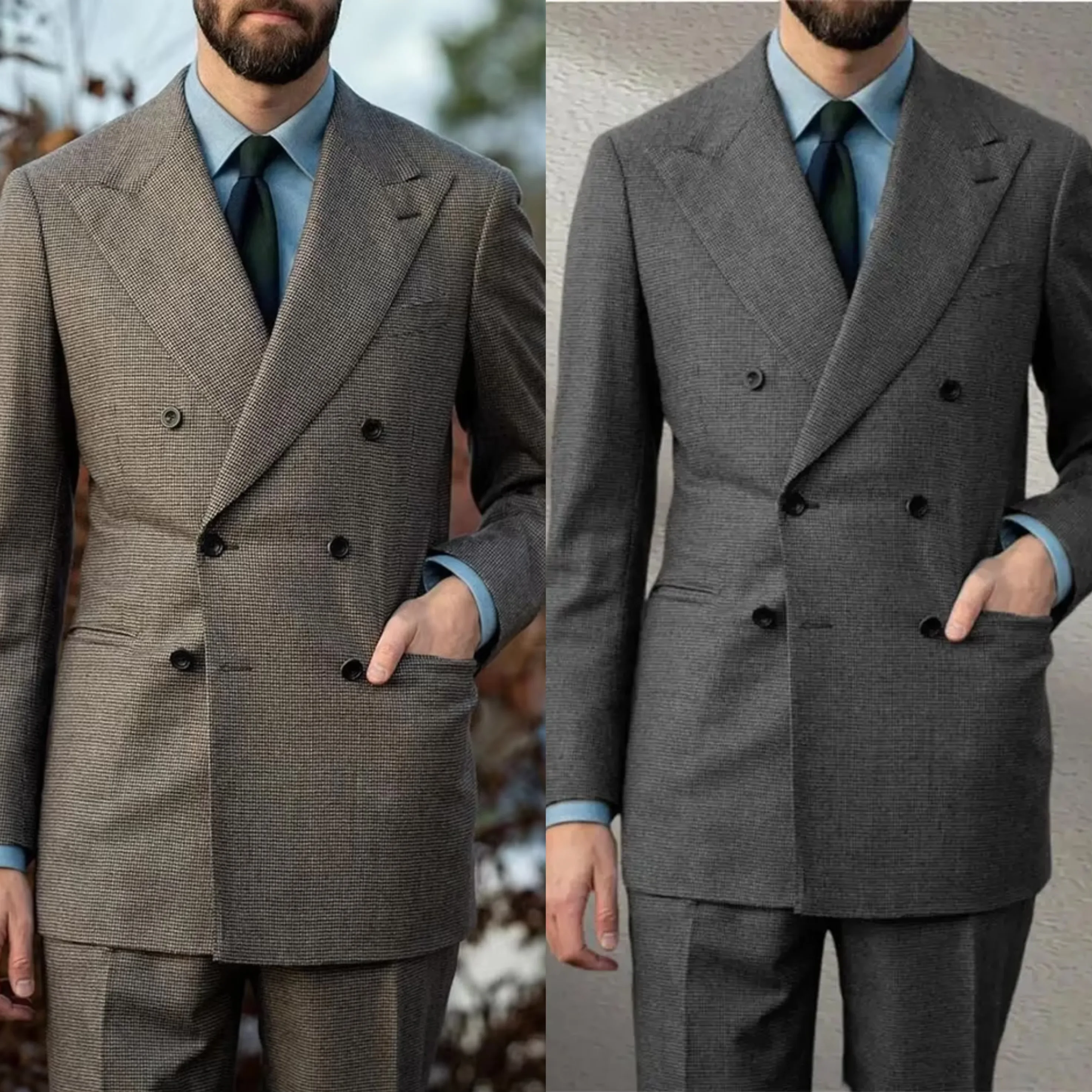 

Autumn Winter Men's Suit New Woolen 2 Piece Set jacket Pants Fashion Slim Fit Formal Business Wedding Groom's Men's Suit Coats